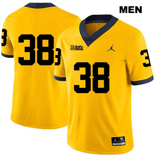 Men's NCAA Michigan Wolverines Geoffrey Reeves #38 No Name Yellow Jordan Brand Authentic Stitched Legend Football College Jersey XO25Z37WH